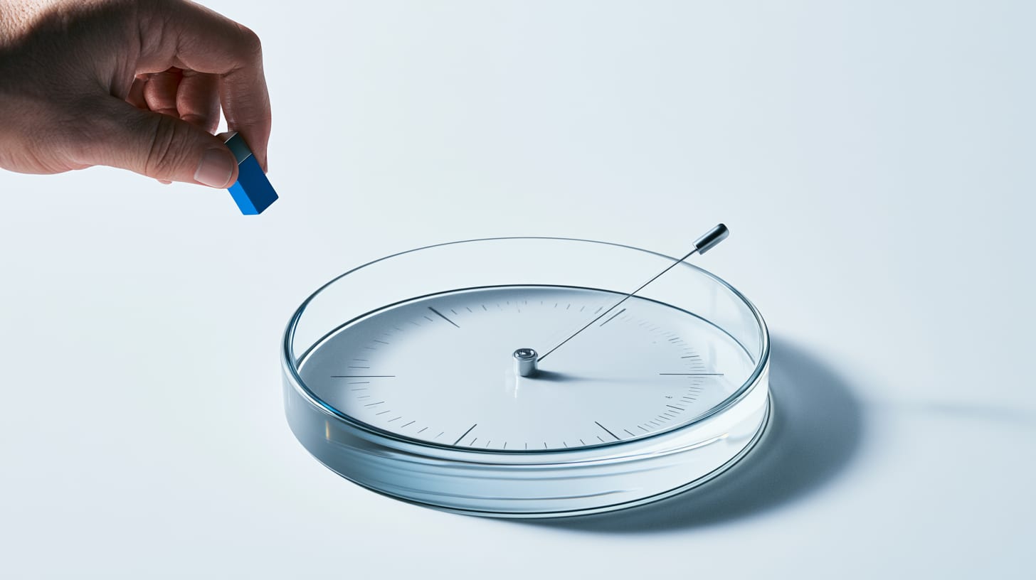 Glass gauge with its needle pulled off center by a blue magnet, representing price oracle manipulation against a DeFi protocol.